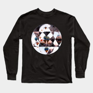 Geometric collage of air balloons in the sky oil painting Long Sleeve T-Shirt